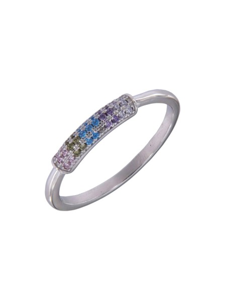 ANILLO CIRCONITA COLORES PLATA