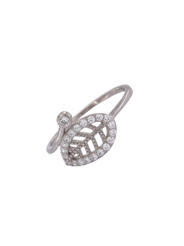 Precioso Anillo de Plata de hoja elaborado en plata con circonitas Plata de Primera de Ley. <BR><BR>COMPOSICIÓN<BR><BR>Material: