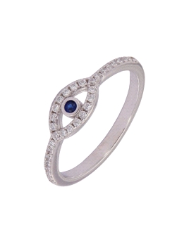 <P>Anillo ojo turco con circonitas blancas decorado con una piedra de circonitas en su parte central en Plata de Primera de