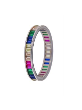 Alianza de Plata Multicolor con Circonitas en Plata 925