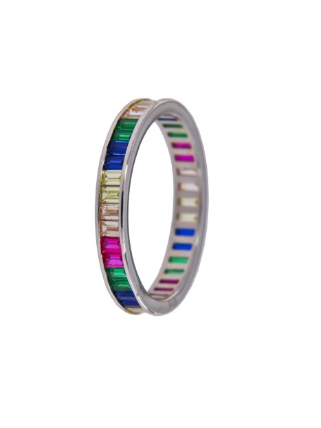 Alianza de Plata Multicolor con Circonitas en Plata 925