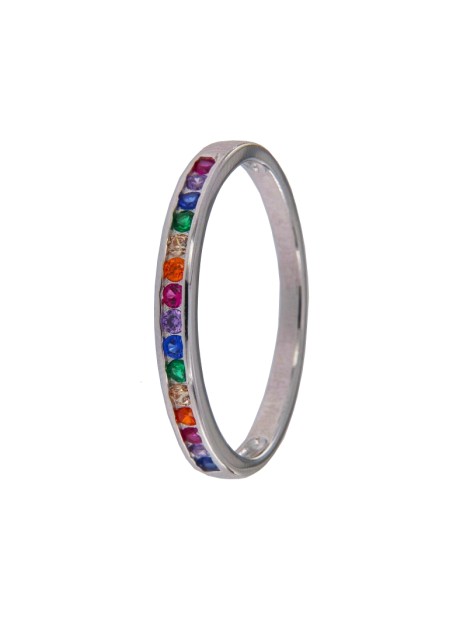 alianza de plata 925 con circonitas de colores redondas