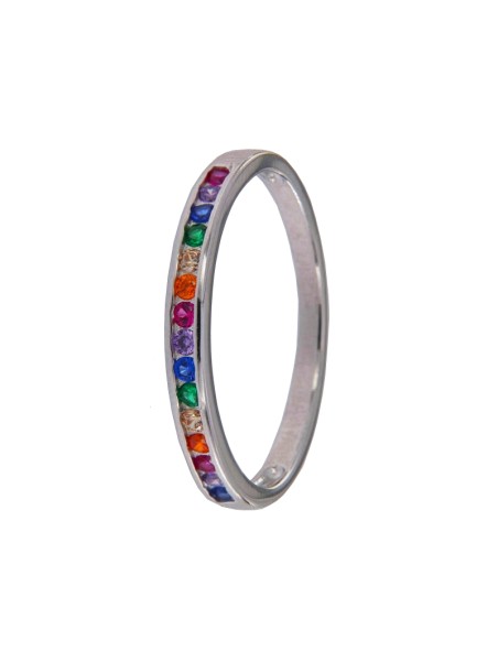 alianza de plata 925 con circonitas de colores redondas