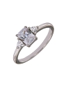 Anillo Solitario de Plata con Circonitas Laterales en Plata 925