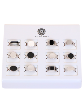 Expositor anillos plata sellos caballero con 12 unidades para joyerías