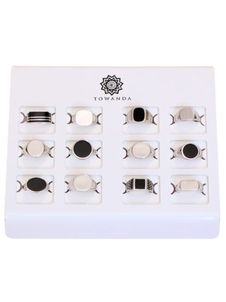 Expositor anillos plata sellos caballero con 12 unidades para joyerías