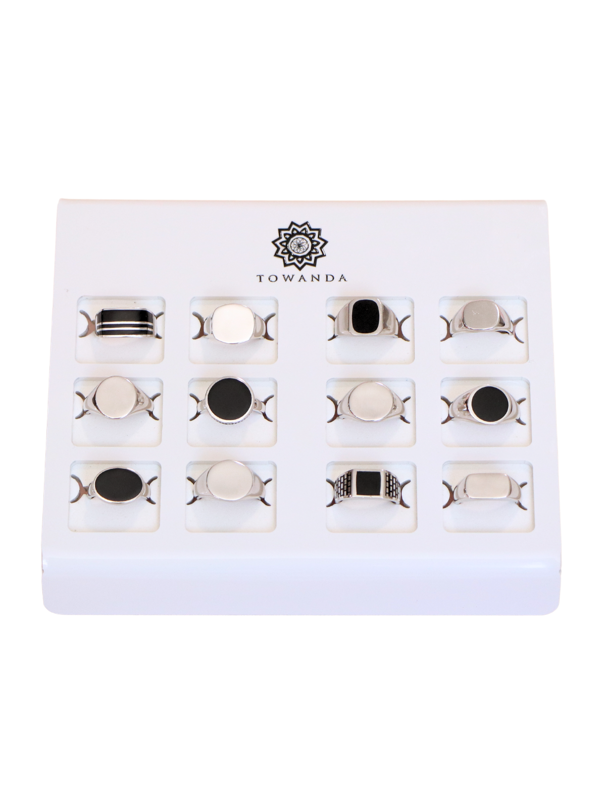Expositor anillos plata sellos caballero con 12 unidades para joyerías