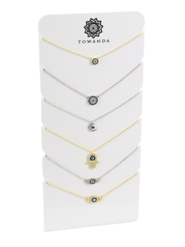 Expositor Gargantillas Plata 6 Unidades para joyerías con capacidad para 6 gargantillas