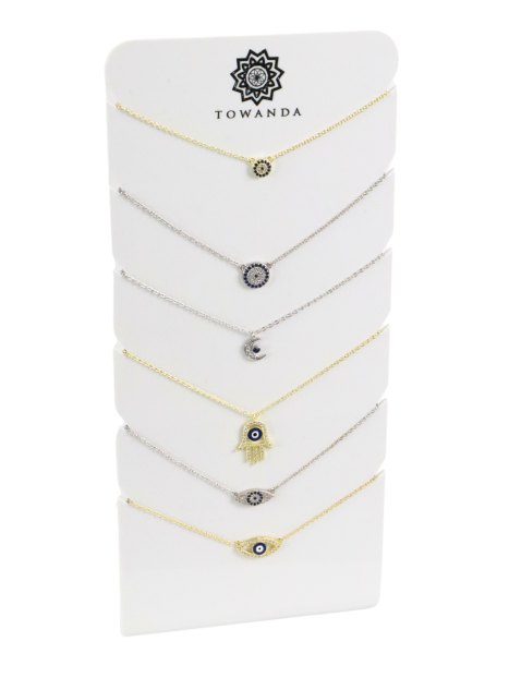 Expositor Gargantillas Plata 6 Unidades para joyerías con capacidad para 6 gargantillas