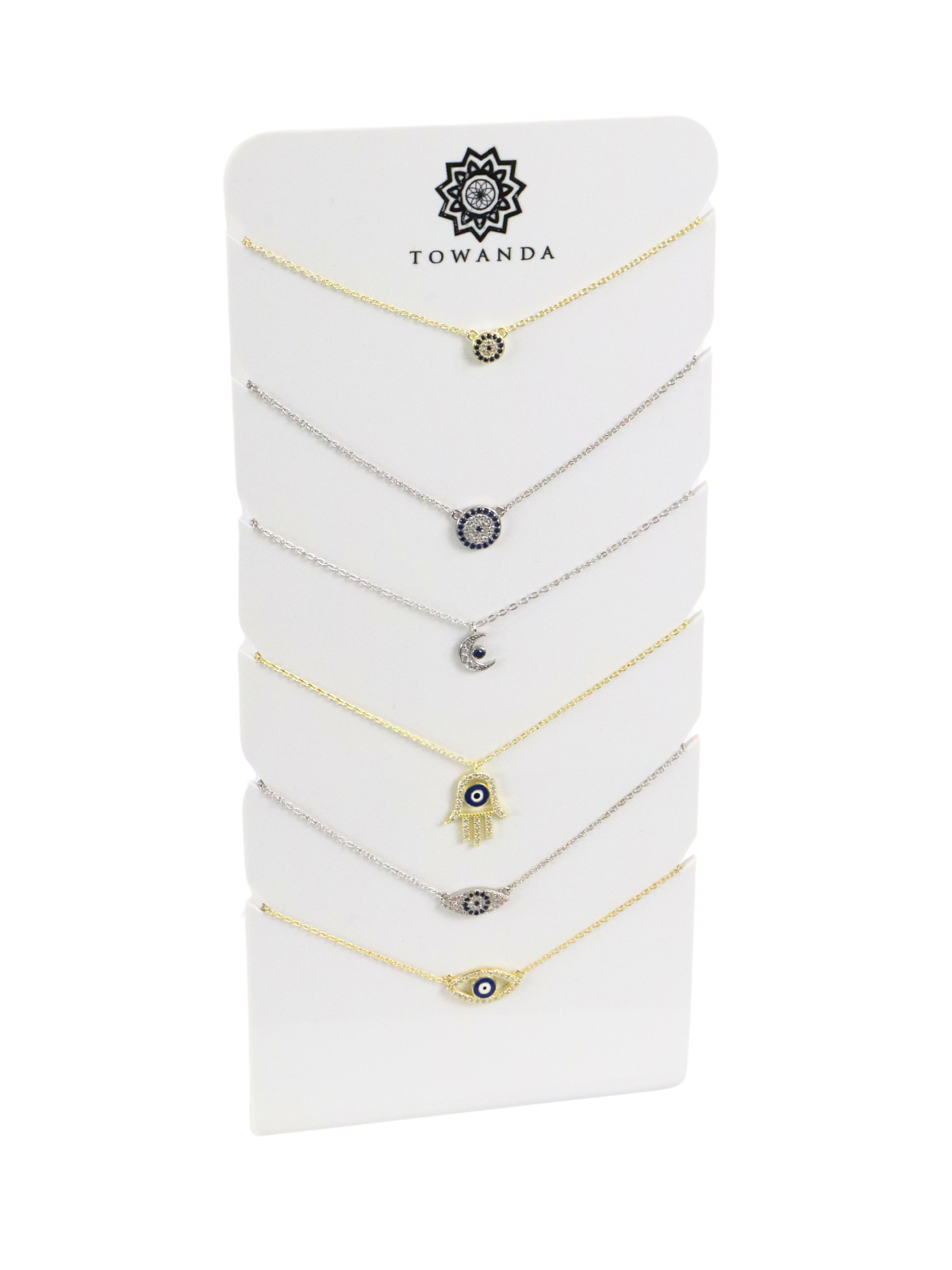 Expositor Gargantillas Plata 6 Unidades para joyerías con capacidad para 6 gargantillas