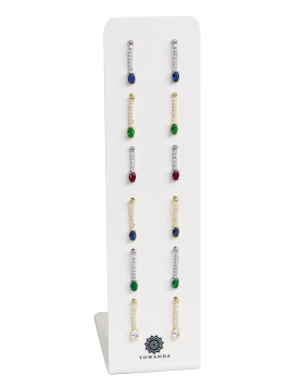 Expositor Pendientes Fiesta Plata 6 Pares para joyerías con pendientes en plata y baño de oro