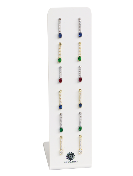 Expositor Pendientes Fiesta Plata 6 Pares para joyerías con pendientes de fiesta y sets