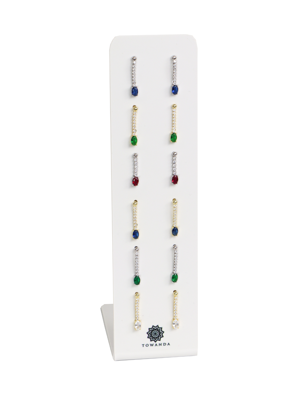Expositor Pendientes Fiesta Plata 6 Pares para joyerías con pendientes de fiesta y sets