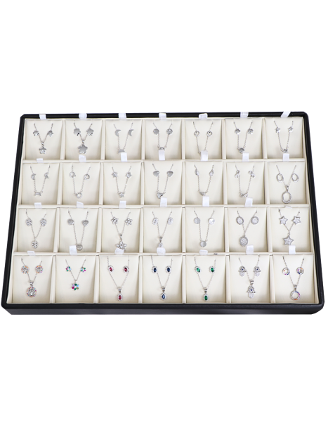 Expositor Conjuntos Plata 28 Conjuntos de polipiel para juegos y sets de plata