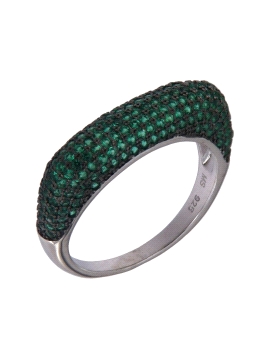 Anillo de Plata con Hileras de Circonitas Esmeralda en Plata 925