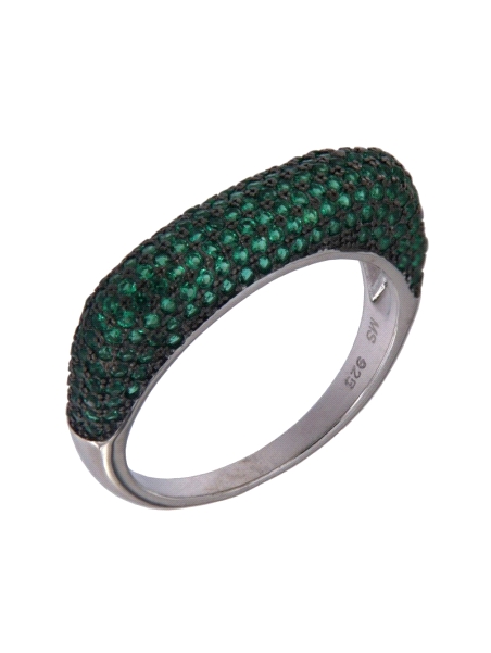 Anillo de Plata con Hileras de Circonitas Esmeralda en Plata 925