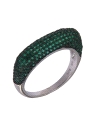 Anillo de Plata con Hileras de Circonitas Esmeralda en Plata 925