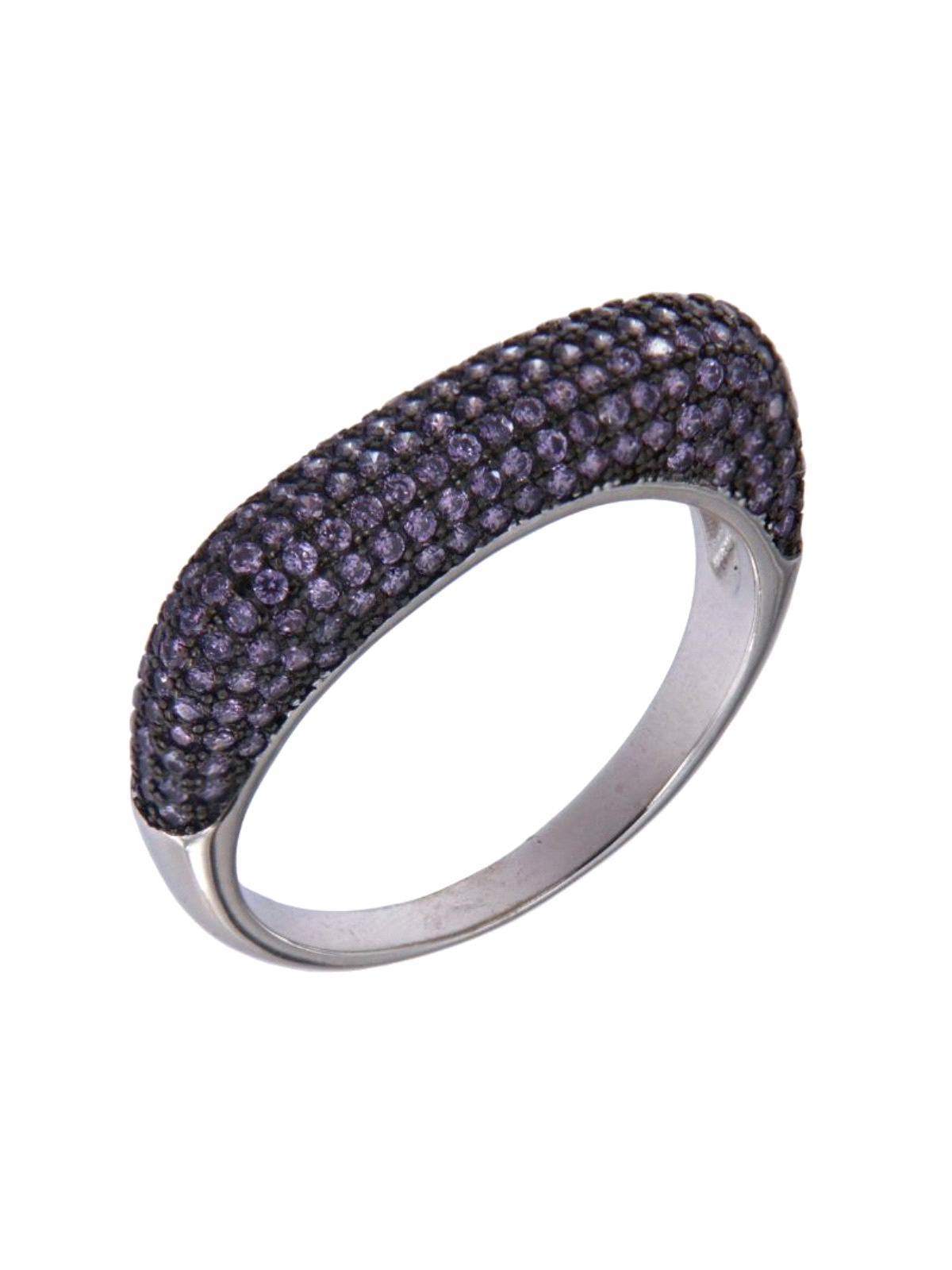 Anillo de Plata con Hileras de Circonitas Amatista en Plata 925