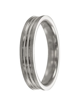 alianza de plata con dos ranuras brillantes en el centro 4 mm