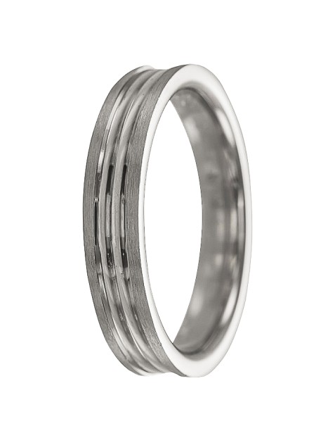 alianza de plata con dos ranuras brillantes en el centro 4 mm