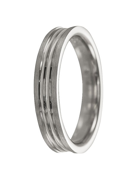 Alianza de Plata de Ley 925 con doble ranura brillante central de 4 mm