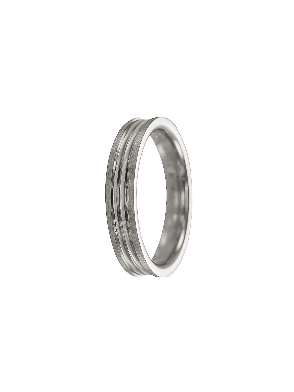 alianza de plata con dos ranuras brillantes en el centro 4 mm