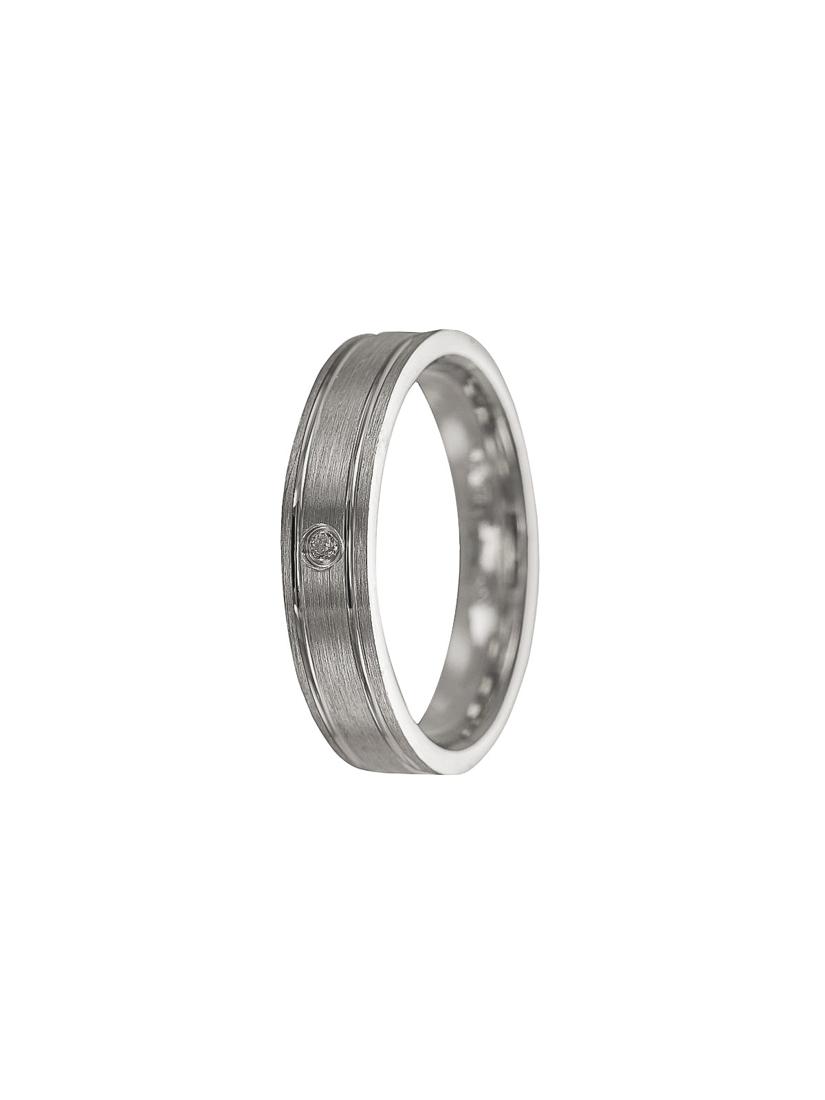 alianza de plata 925 con ranuras y circonita 4 mm