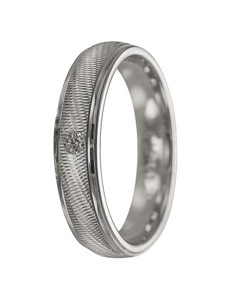 alianza de plata con circonita central decorado 4 mm