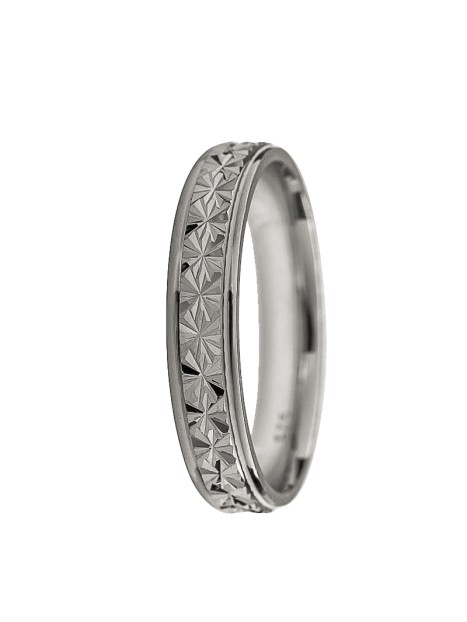 alianza de plata con decoración de estrellas 4 mm