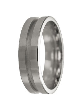 Alianza de plata con centro mate y bordes brillantes