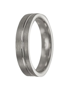 alianza de plata con un surco a un lado