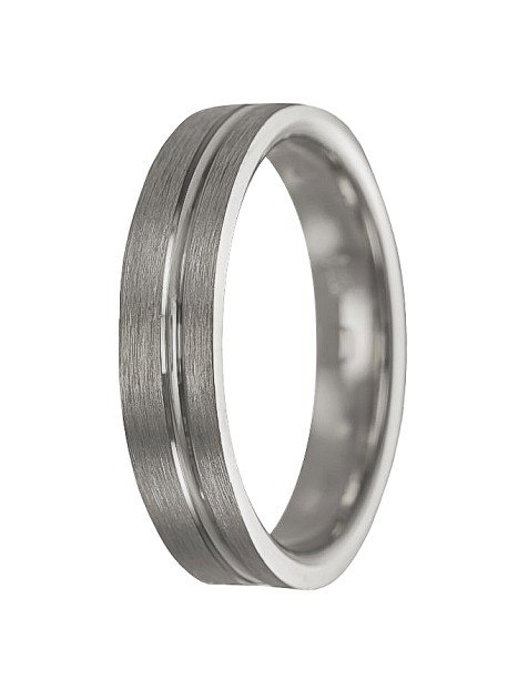 alianza de plata 925MM surco lateral mate 4 mm