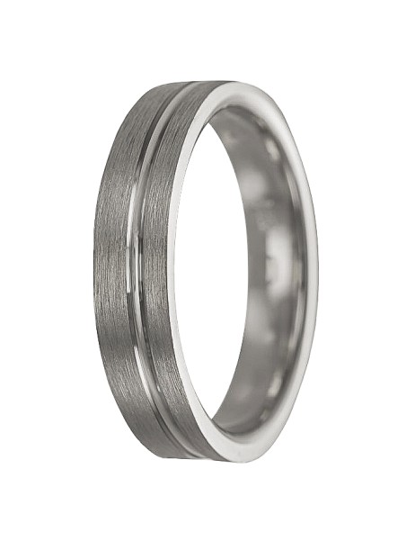 alianza de plata 925MM surco lateral mate 4 mm