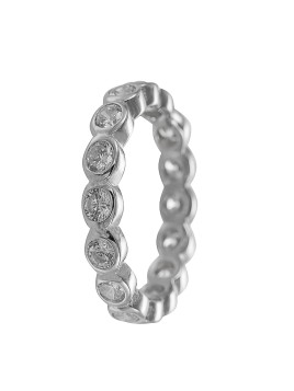 Alianza de plata de 1ª Ley con forma de media caña clásica en 3 mm de ancho embellecido con circonitas.