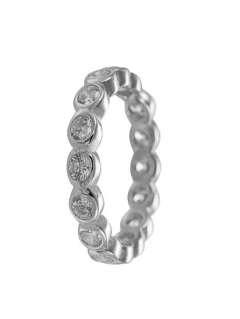 Alianza de plata de 1ª Ley con forma de media caña clásica en 3 mm de ancho embellecido con circonitas.