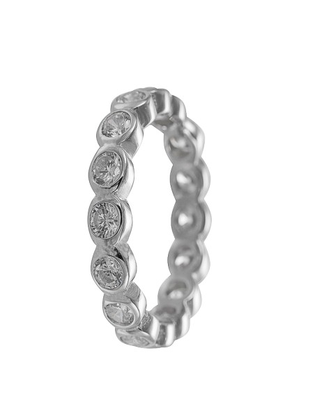 Alianza de plata de 1ª Ley con forma de media caña clásica en 3 mm de ancho embellecido con circonitas.