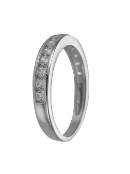 Alianza de plata de 1ª Ley con forma de media caña clásica en 3 mm de ancho embellecido con circonitas.