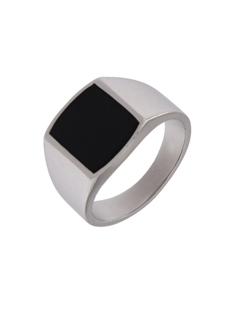 Sello caballero con esmalte negro, en forma de cuadrado en el interior de plata de ley. Tallas de 14 al 26. Plata de Ley 925 MM