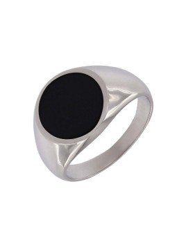 Sello caballero con esmalte negro, en forma redonda.