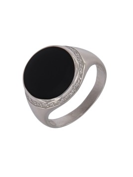 Sello caballero con esmalte negro, en forma redonda.  

Tallas de 14 al 26. 

Plata de Ley 925 MM