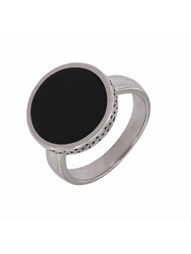 Sello de caballero con esmalte negro en forma de circulo.