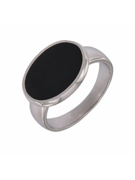 Sello caballero con esmalte negro, en forma ovalada en el interior.