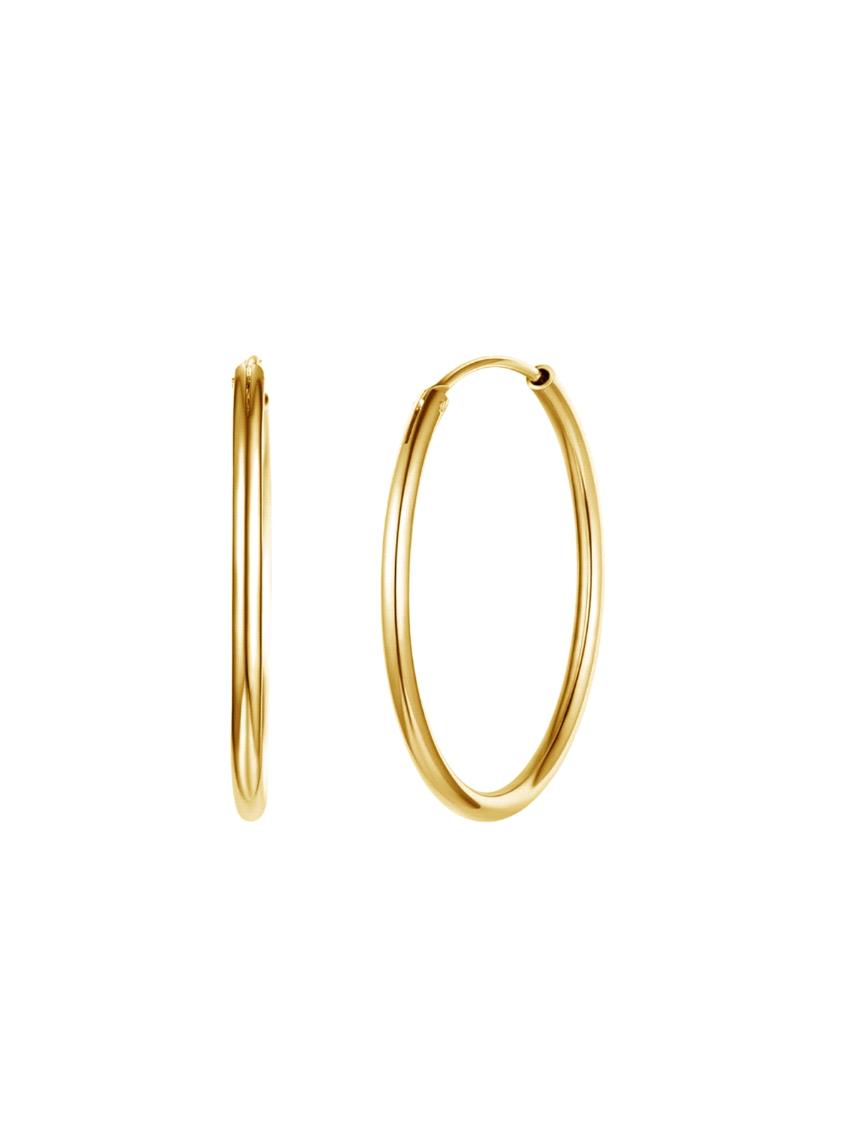 Aros de Plata Lisos Dorados 18 mm en Plata de Ley 925