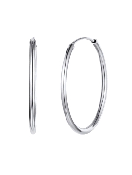 Aros de Plata Lisos 35 mm Sin Rodio en Plata de Ley 925