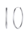 Aros de Plata Lisos 40 mm con Rodio en Plata de Ley 925