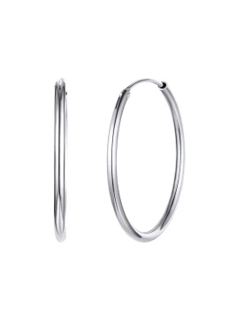 Aros de Plata Lisos 30 mm con Rodio en Plata de Ley 925