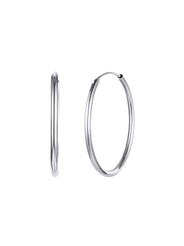 Aros de Plata Lisos 20 mm con Rodio en Plata de Ley 925