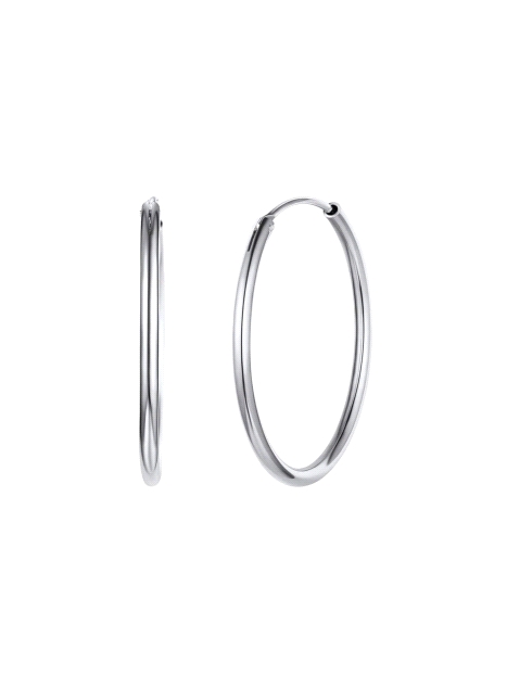 Aros de Plata Lisos 20 mm con Rodio en Plata de Ley 925