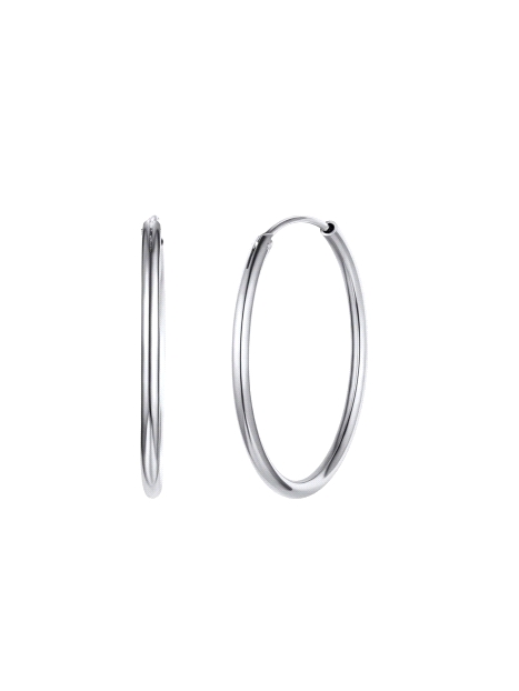Aros de Plata Lisos 18 mm con Rodio en Plata de Ley 925