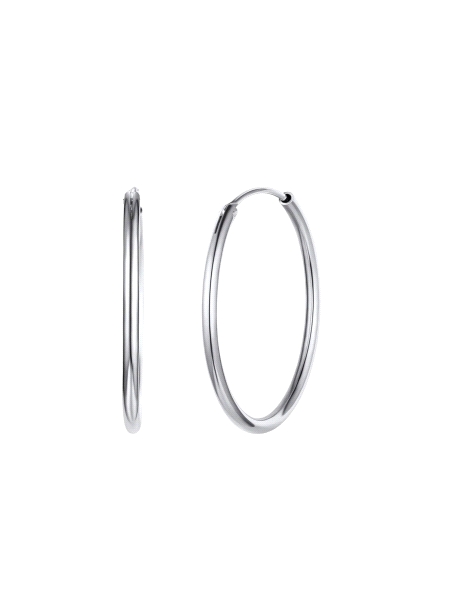 Aros de Plata Lisos 18 mm con Rodio en Plata de Ley 925